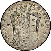 Italy 60 Grana Ferdinando IV 1798 P//M-AP KM# 219 HISPANIAR INFANS M AP 1798 G 60 coin reverse Italy 60 Grana Ferdinando IV 1798 P//M-AP KM# 219 HISPANIAR INFANS M AP 1798 G 60 coin reverse