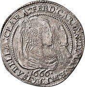 Italy 60 Soldo Ferdinando Carlo Gonzaga 1666 KM# 204 ISABELLA CLARA FERD CAR D G D MAN ET M F ET C 1666 coin obverse Italy 60 Soldo Ferdinando Carlo Gonzaga 1666 KM# 204 ISABELLA CLARA FERD CAR D G D MAN ET M F ET C 1666 coin obverse