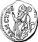Italy 7 Soldo Manuta Siege Coinage ND KM# 129 SANCTVS ANSELMVS coin reverse Italy 7 Soldo Manuta Siege Coinage ND KM# 129 SANCTVS ANSELMVS coin reverse