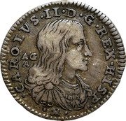 Italy 8 Grana Carlo II 1688 AG/A-IM KM# 112 CAROLVS II D G REX HISP A G A coin obverse Italy 8 Grana Carlo II 1688 AG/A-IM KM# 112 CAROLVS II D G REX HISP A G A coin obverse