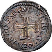 Italy Carlino Filippo III 1620 MC/C KM# 30 IN HOC SIGNO VINCES 1620 coin reverse Italy Carlino Filippo III 1620 MC/C KM# 30 IN HOC SIGNO VINCES 1620 coin reverse