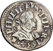 Italy Carlino Filippo IV 1634 S/C KM# 66 PHILIPPVS IIII R 1634 coin obverse Italy Carlino Filippo IV 1634 S/C KM# 66 PHILIPPVS IIII R 1634 coin obverse
