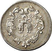 Italy Carlino Carlo II 1691 IM/AG-A KM# 116 16 91 G X AG A coin reverse Italy Carlino Carlo II 1691 IM/AG-A KM# 116 16 91 G X AG A coin reverse