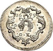 Italy Carlino Carlo II 1699 IM//AG-A KM# 119 AG A G X 16 99 coin reverse Italy Carlino Carlo II 1699 IM//AG-A KM# 119 AG A G X 16 99 coin reverse