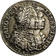 Italy Carlino Carlo VI 1716 IM-GBA KM# 136 CAROL ET E LISAB IMPP coin obverse Italy Carlino Carlo VI 1716 IM-GBA KM# 136 CAROL ET E LISAB IMPP coin obverse