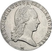 Italy Crocione Franz II 1800 M KM# 246 FRANCISC II D G R I S A GER HIE HVN BOH REX M coin obverse Italy Crocione Franz II 1800 M KM# 246 FRANCISC II D G R I S A GER HIE HVN BOH REX M coin obverse