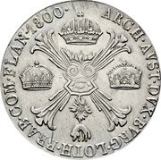 Italy Crocione Franz II 1800 M KM# 246 ARCH AVST DVX BVRG LOTH BRAB COM FLAN 1800 coin reverse Italy Crocione Franz II 1800 M KM# 246 ARCH AVST DVX BVRG LOTH BRAB COM FLAN 1800 coin reverse