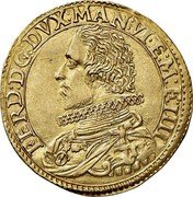 Italy Doppia Ferdinando I Gonzaga 1616 MDCXVI KM# 68 FERD DG DVX MAN VI ET M F IIII coin obverse Italy Doppia Ferdinando I Gonzaga 1616 MDCXVI KM# 68 FERD DG DVX MAN VI ET M F IIII coin obverse