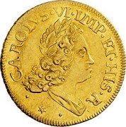 Italy Doppia Carlo VI. Milan 1724 Superior Pipito Sale 12-87 XF 1724 realized $19,525 KM# 129 CAROLVS VI IMP ET HIS R coin obverse Italy Doppia Carlo VI. Milan 1724 Superior Pipito Sale 12-87 XF 1724 realized $19,525 KM# 129 CAROLVS VI IMP ET HIS R coin obverse