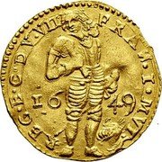 Italy Ducato Francesco I d'Este. Modena 1649 FR# 788 FRAN I MVT REG E C DV VII 16 49 coin obverse Italy Ducato Francesco I d'Este. Modena 1649 FR# 788 FRAN I MVT REG E C DV VII 16 49 coin obverse