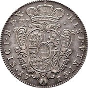 Italy Ducato Carlo VI 1715 IM//MFA KM# 135 HISP VTRI SICI REX coin reverse Italy Ducato Carlo VI 1715 IM//MFA KM# 135 HISP VTRI SICI REX coin reverse