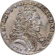 Italy Ducato Rinaldo d'Este. Modena 1719 DAV# 1391 RAYNALDVS I MVT REG EC D XI MI I coin obverse Italy Ducato Rinaldo d'Este. Modena 1719 DAV# 1391 RAYNALDVS I MVT REG EC D XI MI I coin obverse