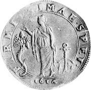 Italy Ducatone Modena 1612 DAV# 4025 FIRMISSIMAE SPEI 1612 coin reverse Italy Ducatone Modena 1612 DAV# 4025 FIRMISSIMAE SPEI 1612 coin reverse