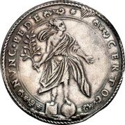 Italy Ducatone Alessandro I 1617 AR KM# 71 NVNC PEDE CERTO coin reverse Italy Ducatone Alessandro I 1617 AR KM# 71 NVNC PEDE CERTO coin reverse
