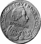 Italy Ducatone Francesco I d'Este. Modena 1633 DAV# 4031A FRANCISCVS I MVT RE(G) E(VS) C DVX VIII coin obverse Italy Ducatone Francesco I d'Este. Modena 1633 DAV# 4031A FRANCISCVS I MVT RE(G) E(VS) C DVX VIII coin obverse