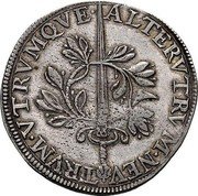 Italy Ducatone Alfonso IV d'Este 1659 DAV# 4040 ALTERVTRVM NEV TRVM VTRVMQVE coin reverse Italy Ducatone Alfonso IV d'Este 1659 DAV# 4040 ALTERVTRVM NEV TRVM VTRVMQVE coin reverse