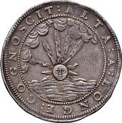 Italy Ducatone Ferdinando Carlo Gonzaga 1666 KM# 207 ALTA A LONGE COGNOSCIT coin reverse Italy Ducatone Ferdinando Carlo Gonzaga 1666 KM# 207 ALTA A LONGE COGNOSCIT coin reverse