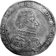 Italy Ducatone Francesco I d'Este. Modena 1633 DAV# 4031 FRANCISCVS I MVT REG ET C DVX VIII coin obverse Italy Ducatone Francesco I d'Este. Modena 1633 DAV# 4031 FRANCISCVS I MVT REG ET C DVX VIII coin obverse