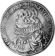 Italy Ducatone Vincenzo II ND KM# 94 VINCEN. II. D. G. DVX. MANT. VII. ET. M. F. V. coin obverse Italy Ducatone Vincenzo II ND KM# 94 VINCEN. II. D. G. DVX. MANT. VII. ET. M. F. V. coin obverse