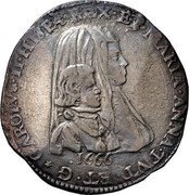 Italy Filippo Carlo II 1666 KM# 78 CAROLVS II HISP REX ET MARIA ANNA TVT ET G 1666 coin obverse Italy Filippo Carlo II 1666 KM# 78 CAROLVS II HISP REX ET MARIA ANNA TVT ET G 1666 coin obverse