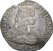 Italy Filippo Filippo V 1702 KM# 110 PHILIPPVS V REX HISPANIAR 1702 coin obverse Italy Filippo Filippo V 1702 KM# 110 PHILIPPVS V REX HISPANIAR 1702 coin obverse