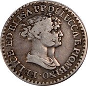 Italy 1 Franco Felix and Elisa 1806 KM# 23 FELICE ED ELISA PP DI LUCCA E PIOMBINO coin obverse Italy 1 Franco Felix and Elisa 1806 KM# 23 FELICE ED ELISA PP DI LUCCA E PIOMBINO coin obverse