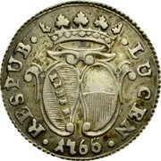Italy Grosso Lucca Coinage 1766 KM# 51 RESPUB LUCEN 1766 coin obverse Italy Grosso Lucca Coinage 1766 KM# 51 RESPUB LUCEN 1766 coin obverse