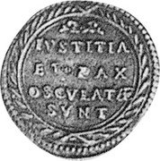 Italy Grosso ND KM# 90 Mantua/ Duchy Standard Coinage IVSTITIA ET PAX OSCVLATÆ SVNT coin obverse Italy Grosso ND KM# 90 Mantua/ Duchy Standard Coinage IVSTITIA ET PAX OSCVLATÆ SVNT coin obverse