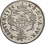 Italy Lira (20 Soldi) Carlo VI 1734 KM# 246 H B R A A DVX MANTVÆ 1734 coin reverse Italy Lira (20 Soldi) Carlo VI 1734 KM# 246 H B R A A DVX MANTVÆ 1734 coin reverse