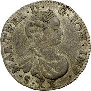 Italy Lira Maria Theresa 1755 KM# 264 MAR THR D G ROM IMP S XX coin obverse Italy Lira Maria Theresa 1755 KM# 264 MAR THR D G ROM IMP S XX coin obverse