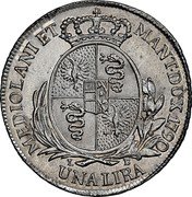Italy Lira Leopold II. Milan 1790 LB KM# 230 MEDIOLANI ET MANT DUX UNA LIRA coin reverse Italy Lira Leopold II. Milan 1790 LB KM# 230 MEDIOLANI ET MANT DUX UNA LIRA coin reverse
