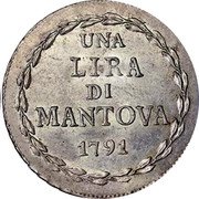 Italy Lira Leopold II. Manuta 1791 KM# 272 UNA LIRA DI MANTOVA 1791 coin reverse Italy Lira Leopold II. Manuta 1791 KM# 272 UNA LIRA DI MANTOVA 1791 coin reverse
