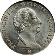 Italy Lira Francesco I. Lombardy 1822 M C# 6.2 FRANCISCVS I D G AVSTRIAE IMPERATOR. coin obverse Italy Lira Francesco I. Lombardy 1822 M C# 6.2 FRANCISCVS I D G AVSTRIAE IMPERATOR. coin obverse