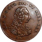 Italy Pubblica Carlo. Naples 1756 IA//MM KM# 159 CAR D G UTR SIC ET HIER REX I A coin obverse Italy Pubblica Carlo. Naples 1756 IA//MM KM# 159 CAR D G UTR SIC ET HIER REX I A coin obverse