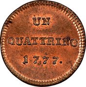 Italy Quattrino Maria Theresa 1777 KM# 182 UN QVATTRINO 1777 coin reverse Italy Quattrino Maria Theresa 1777 KM# 182 UN QVATTRINO 1777 coin reverse