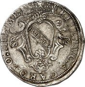 Italy Scudo Lucca Coinage 1617 KM# 17 CAROLO IIII IMP REIP IVC A LIBERTAS coin obverse Italy Scudo Lucca Coinage 1617 KM# 17 CAROLO IIII IMP REIP IVC A LIBERTAS coin obverse