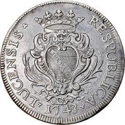 Italy Scudo Lucca Coinage 1743 KM# 53 SANCTUS MARTINUS coin reverse