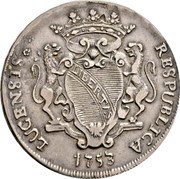 Italy Scudo Lucca Coinage 1753 KM# 62 LUCENSIS RESPUBLICA 1753 coin obverse Italy Scudo Lucca Coinage 1753 KM# 62 LUCENSIS RESPUBLICA 1753 coin obverse