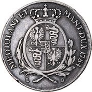 Italy Scudo Joseph II. Milan 1784 LB KM# 212 MEDIOLANI ET MANT DUX 1786 L B coin reverse Italy Scudo Joseph II. Milan 1784 LB KM# 212 MEDIOLANI ET MANT DUX 1786 L B coin reverse