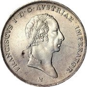 Italy Scudo Francesco I 1822 M C# 8.1 FRANCISCVS I D G AVSTRIAE IMPERATOR M coin obverse Italy Scudo Francesco I 1822 M C# 8.1 FRANCISCVS I D G AVSTRIAE IMPERATOR M coin obverse