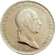 Italy Scudo Francesco I 1825 V C# 8.3 FRANCISCVS I D G AVSTRIAE IMPERATOR coin obverse Italy Scudo Francesco I 1825 V C# 8.3 FRANCISCVS I D G AVSTRIAE IMPERATOR coin obverse