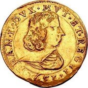 Italy Scudo D'oro Francesco I d'Este. Modena 1651 FR# A784 FRAN I DVX MVT ET REG II 1651 coin obverse Italy Scudo D'oro Francesco I d'Este. Modena 1651 FR# A784 FRAN I DVX MVT ET REG II 1651 coin obverse