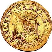Italy Scudo D'oro Francesco I d'Este. Modena 1651 FR# A784 PRINCEPS CARPI CORIGII E C coin reverse Italy Scudo D'oro Francesco I d'Este. Modena 1651 FR# A784 PRINCEPS CARPI CORIGII E C coin reverse