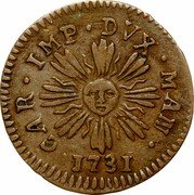 Italy Soldo Carlo VI 1731 KM# 248 CAR IMP DVX MAN 1731 coin obverse Italy Soldo Carlo VI 1731 KM# 248 CAR IMP DVX MAN 1731 coin obverse