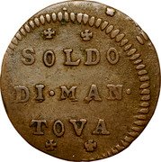 Italy Soldo Carlo VI 1731 KM# 248 SOLDO DI MAN TOVA coin reverse Italy Soldo Carlo VI 1731 KM# 248 SOLDO DI MAN TOVA coin reverse