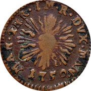 Italy Soldo Maria Theresa 1750 KM# 257 MAR THR IM R DVX MAN 1750 coin obverse Italy Soldo Maria Theresa 1750 KM# 257 MAR THR IM R DVX MAN 1750 coin obverse