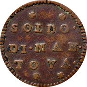 Italy Soldo Maria Theresa 1750 KM# 257 SOLDO DI MAN TOVA coin reverse Italy Soldo Maria Theresa 1750 KM# 257 SOLDO DI MAN TOVA coin reverse