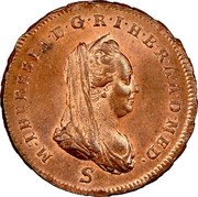 Italy Soldo Maria Theresa 1777 S KM# 186 M THERESIA D G R I H B R A A D MED S coin obverse Italy Soldo Maria Theresa 1777 S KM# 186 M THERESIA D G R I H B R A A D MED S coin obverse