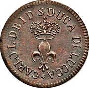 Italy 1 Soldo Carlo II. Lucca 1826 KM# A34 CARLO L D B I D S DUCA DI LUCCA coin obverse