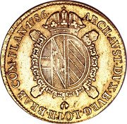 Italy Sovrano Joseph II. Milan 1786 M KM# 226 ARCH AVST DVX BVRG LOTH BRAB COM FLAN 1786 coin reverse Italy Sovrano Joseph II. Milan 1786 M KM# 226 ARCH AVST DVX BVRG LOTH BRAB COM FLAN 1786 coin reverse